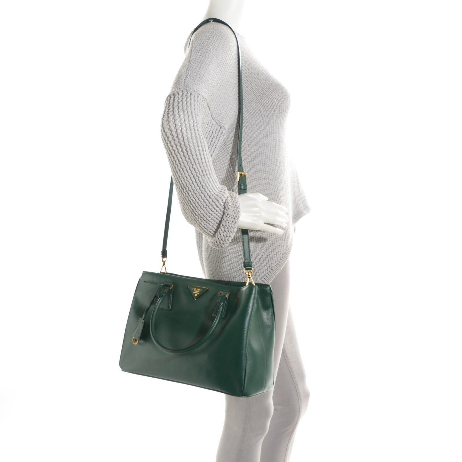 Prada Saffiano Lux Medium Tote Biliardo 2 of 10