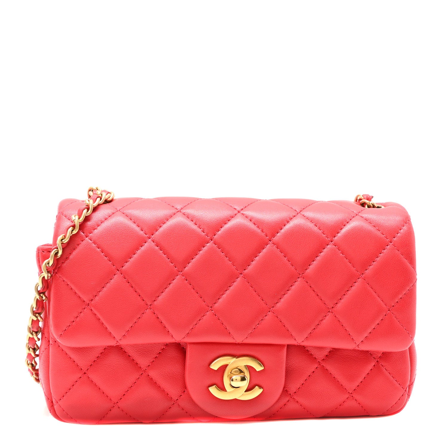 Chanel Lambskin Quilted Mini Rectangular Pearl Crush Flap Red 1 of 10