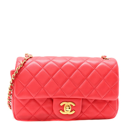 Chanel Lambskin Quilted Mini Rectangular Pearl Crush Flap Red 1 of 10