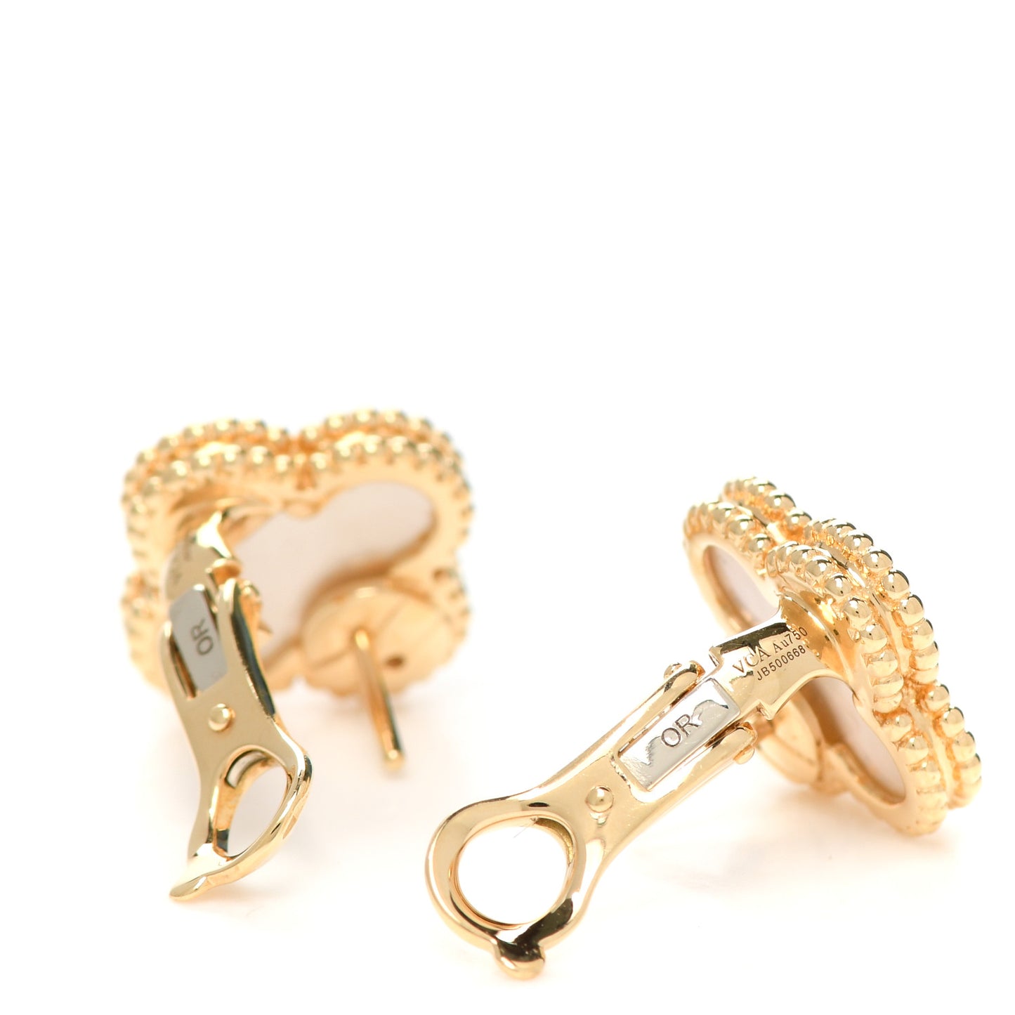 18K Yellow Gold Mother of Pearl Vintage Alhambra Earrings
