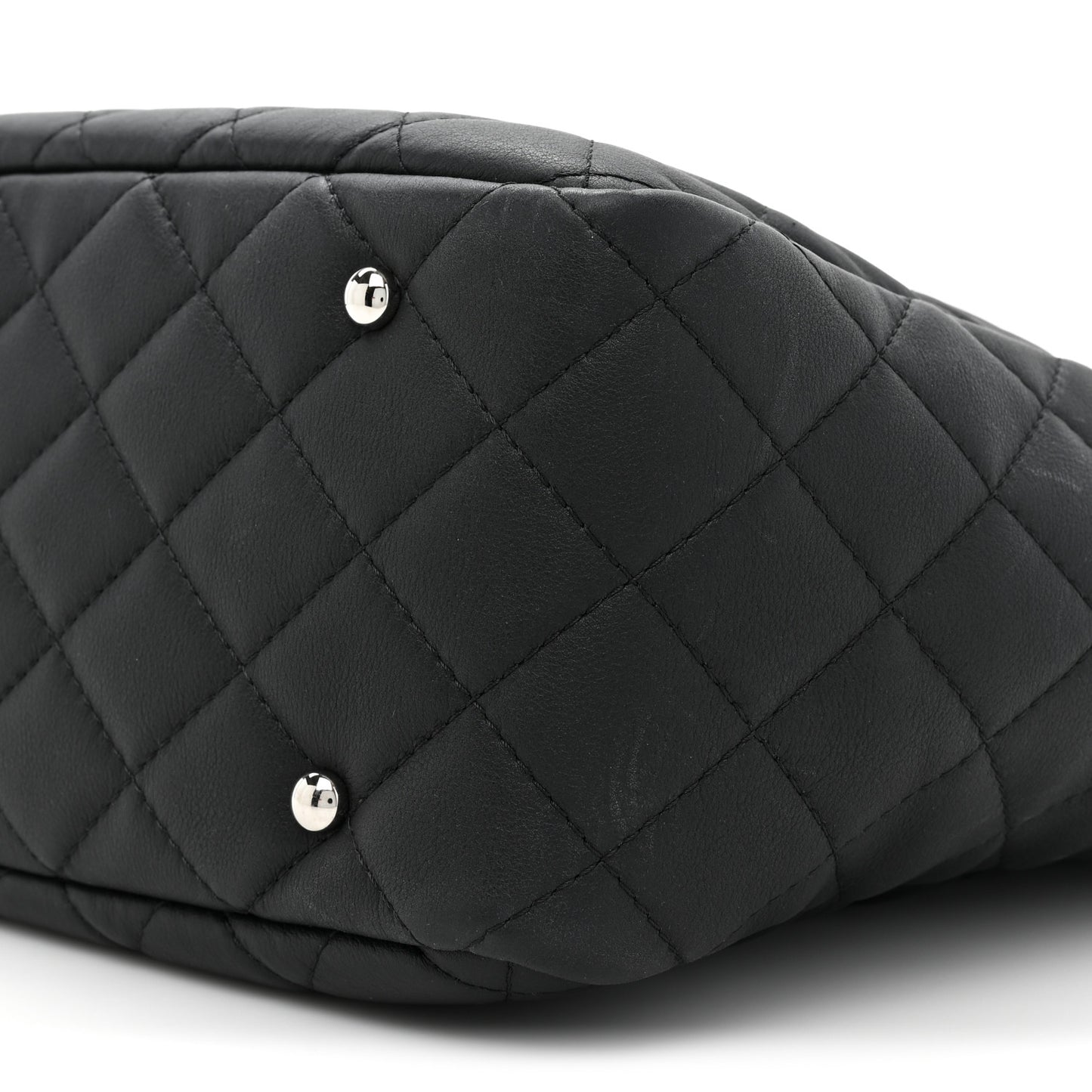 Calfskin Quilted Ultra Pocket Shopping Tote Black