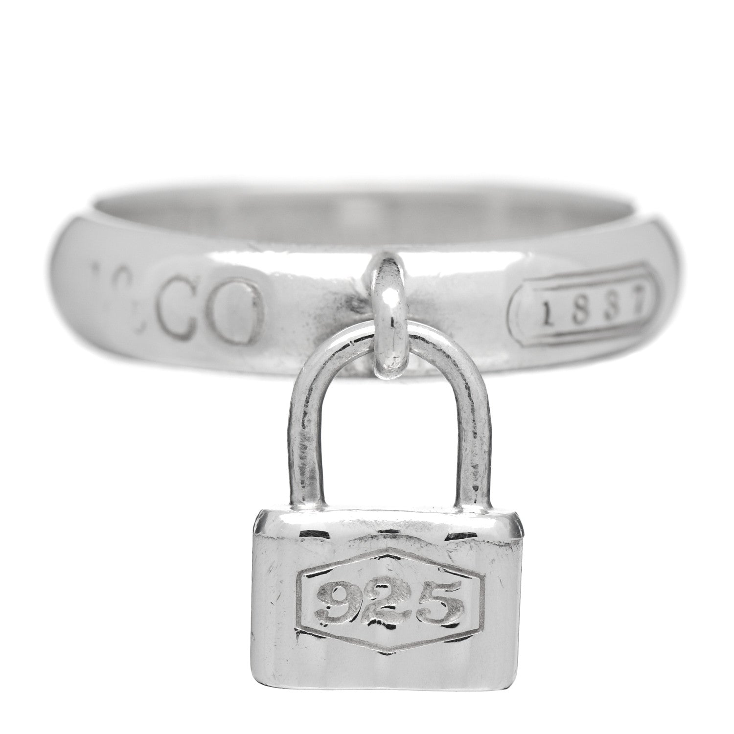 Tiffany Sterling Silver 1837 Lock Charm Ring 49 5 1 of 4