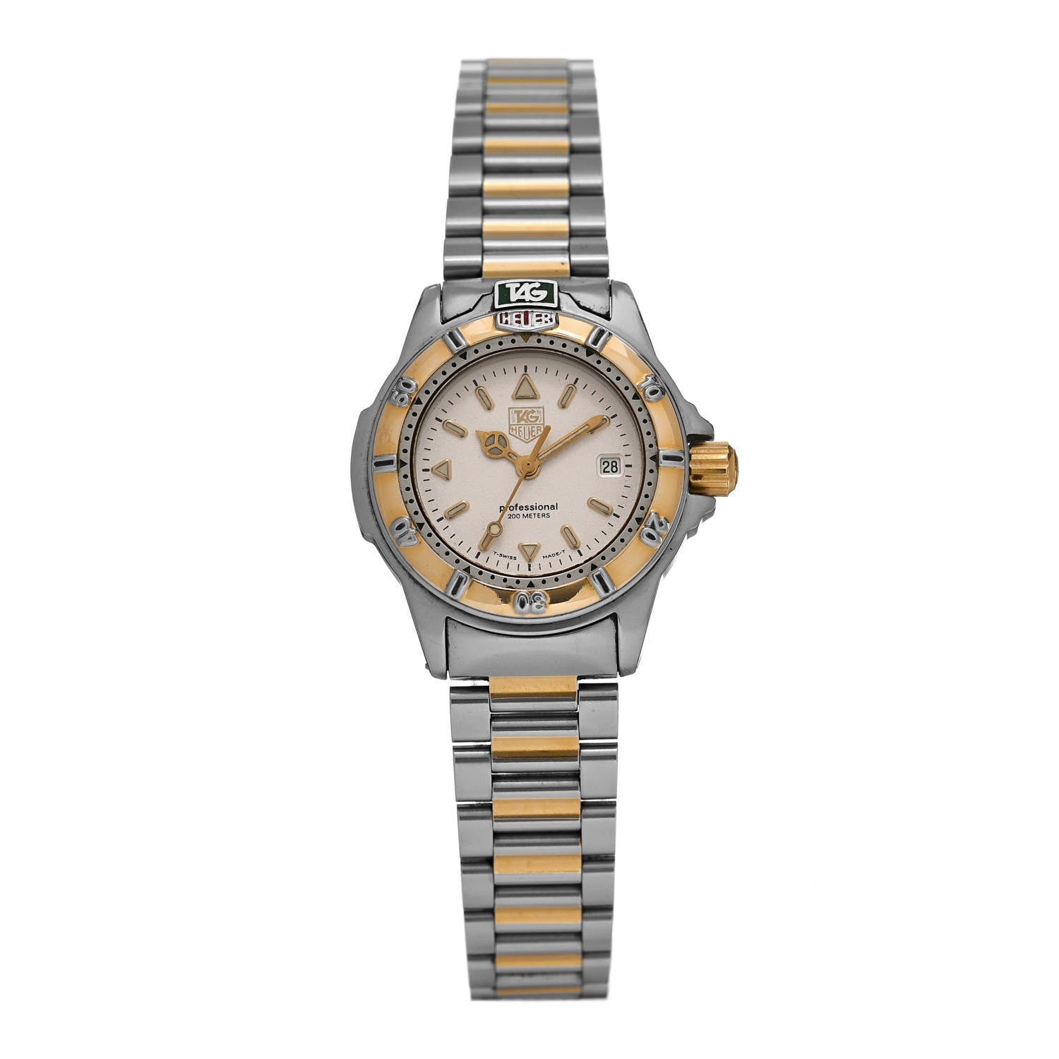 Tag Heuer Stainless Steel 18K Yellow Gold 28mm Professional Quartz Watch White WF1420-0 1 of 4