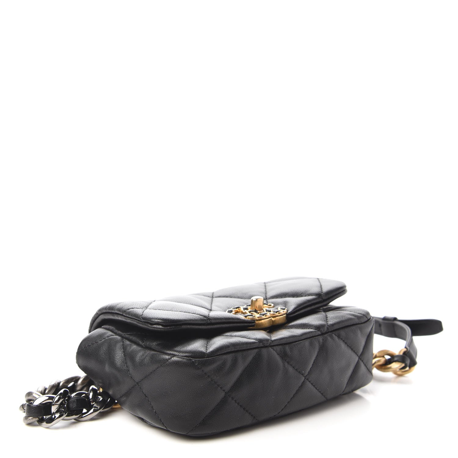 Chanel Goatskin Quilted Chanel 19 Waist Bag Black 4 of 11