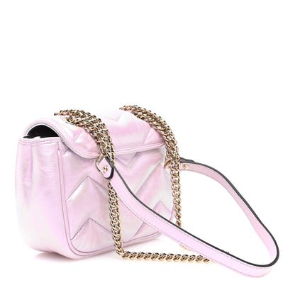 Gucci Iridescent Nappa Chevron Matelasse Mini GG Marmont Shoulder Bag Iridescent Escape Pink 3 of 9
