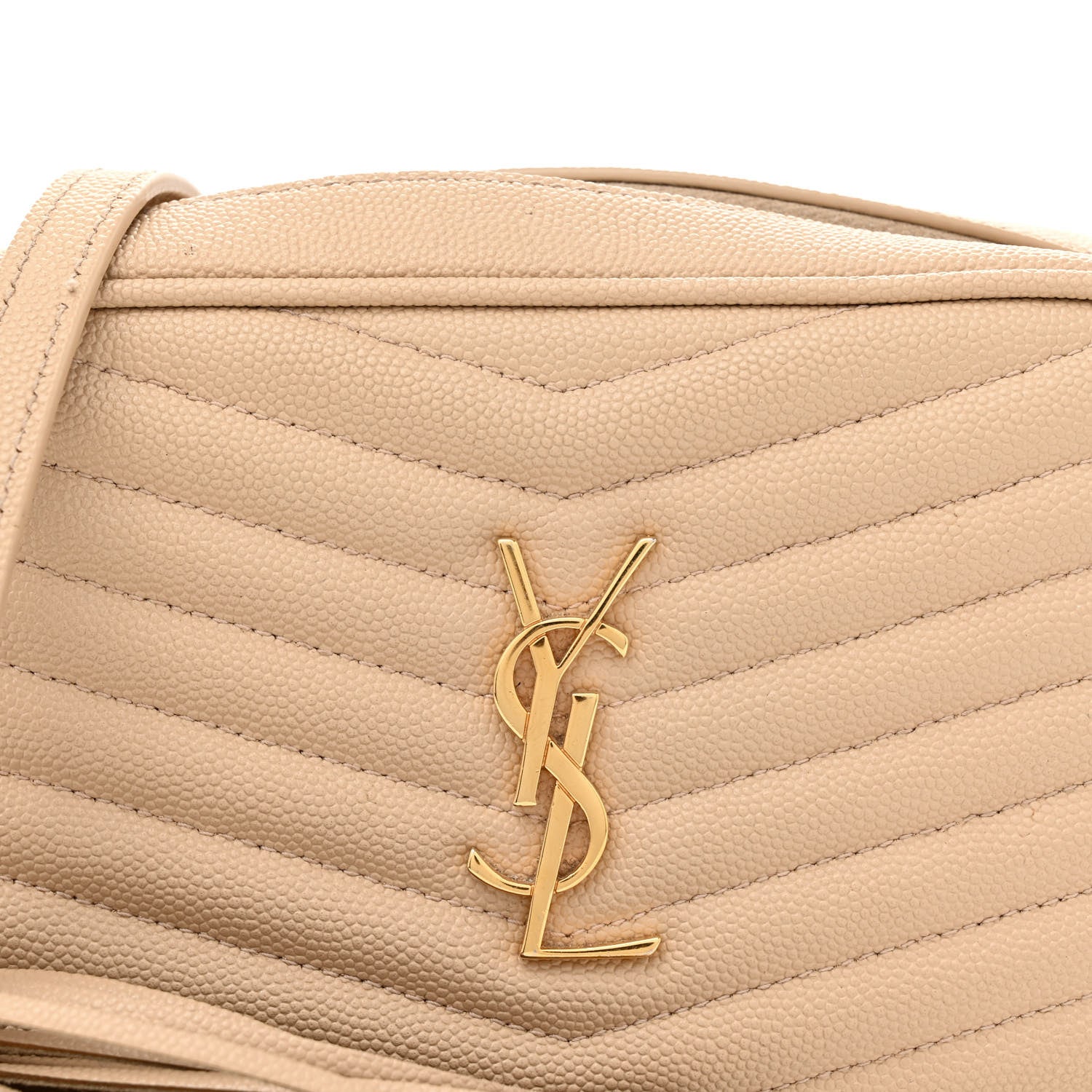 Saint Laurent Grain De Poudre Matelasse Monogram Mini Lou Camera Bag Dark Beige 8 of 11