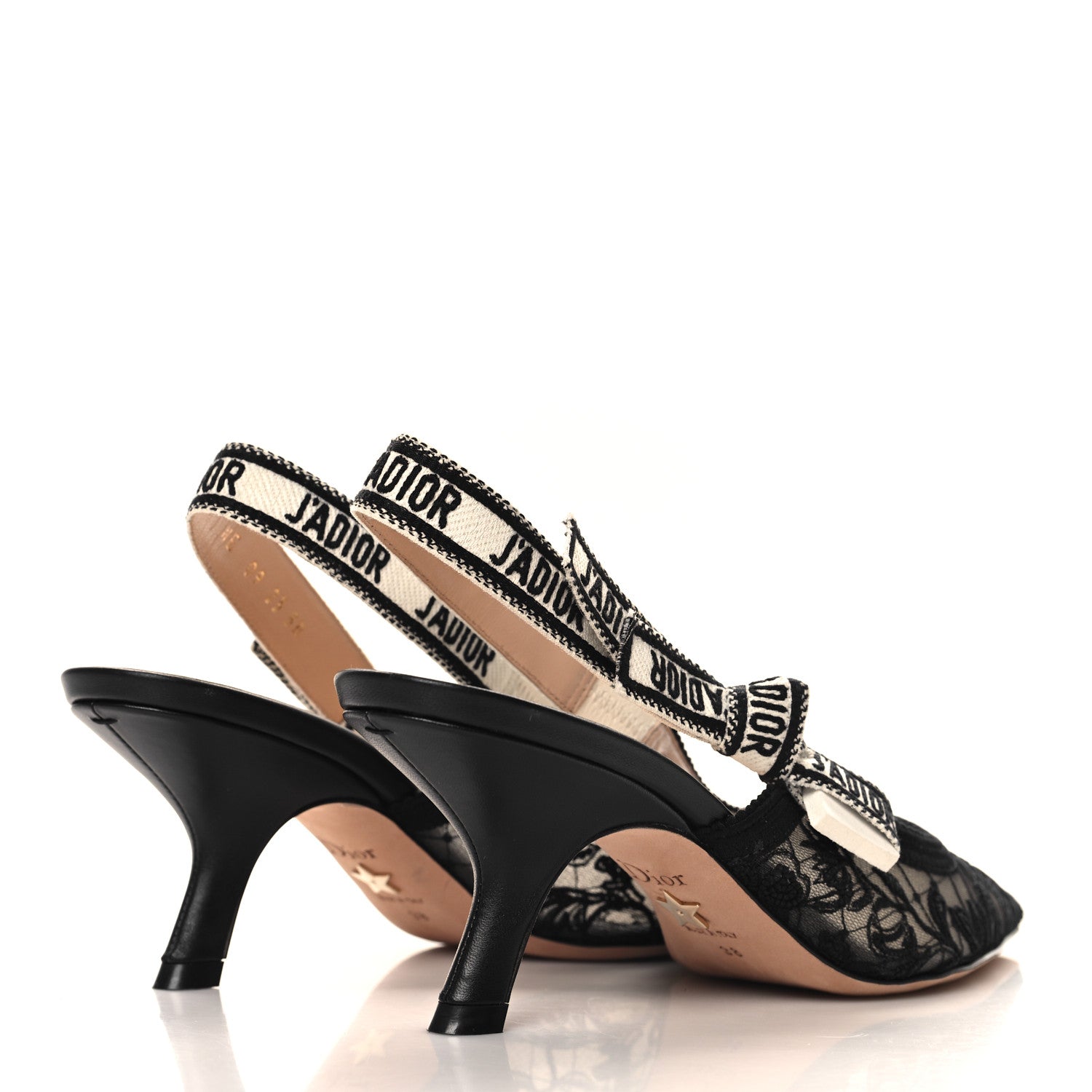 Christian Dior Mesh Butterly Embroidered J'Adior Slingback 65mm Pumps 38 Black 5 of 9