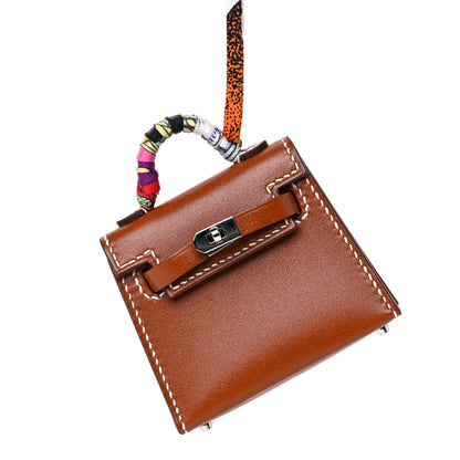Hermes Barenia Mini Kelly Twilly Bag Charm Fauve 7 of 8