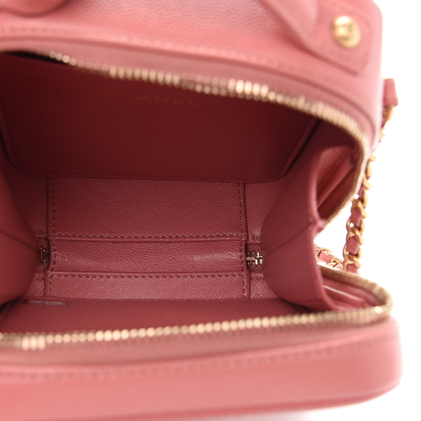 Caviar Quilted CC North South Filigree Vanity Case Pink