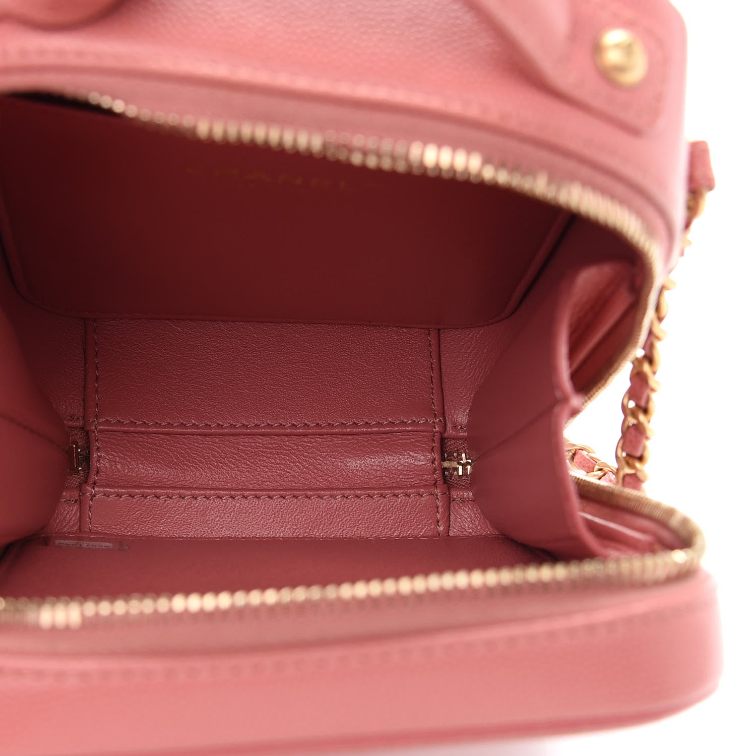 Chanel Caviar Quilted CC North South Filigree Vanity Case Pink 5 of 9