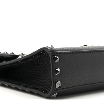 Valentino Garavani Pebbled Calfskin Monochrome Medium Rockstud Flip Lock Crossbody Bag Black 9 of 10
