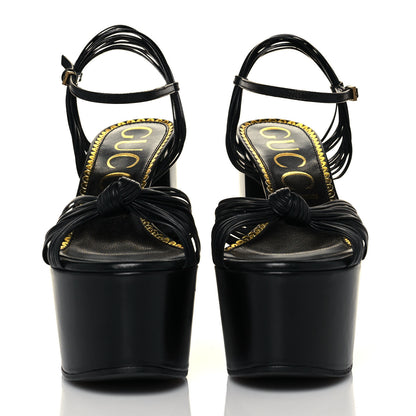 Gucci Malaga Kid Crawford Knotted Strap Platform Sandals 39 Black 2 of 8