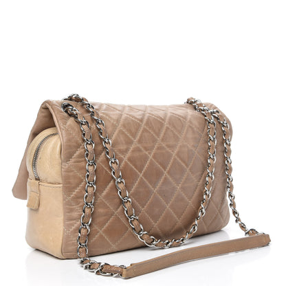 Chanel Iridescent Glazed Calfskin Quilted Casual Journey Flap Beige 3 of 17