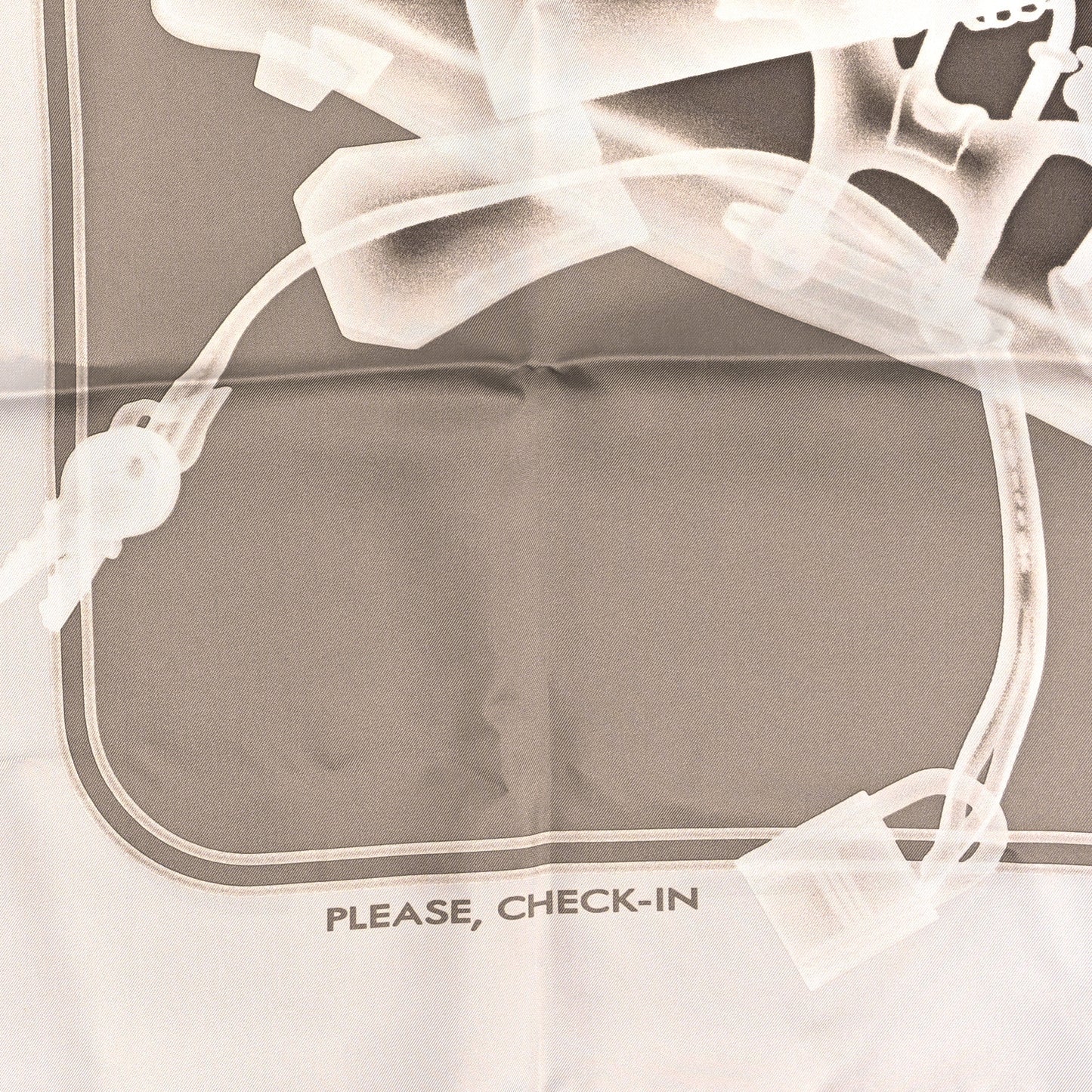 Silk Please Check In Scarf 90 Gris Perle Etoupe