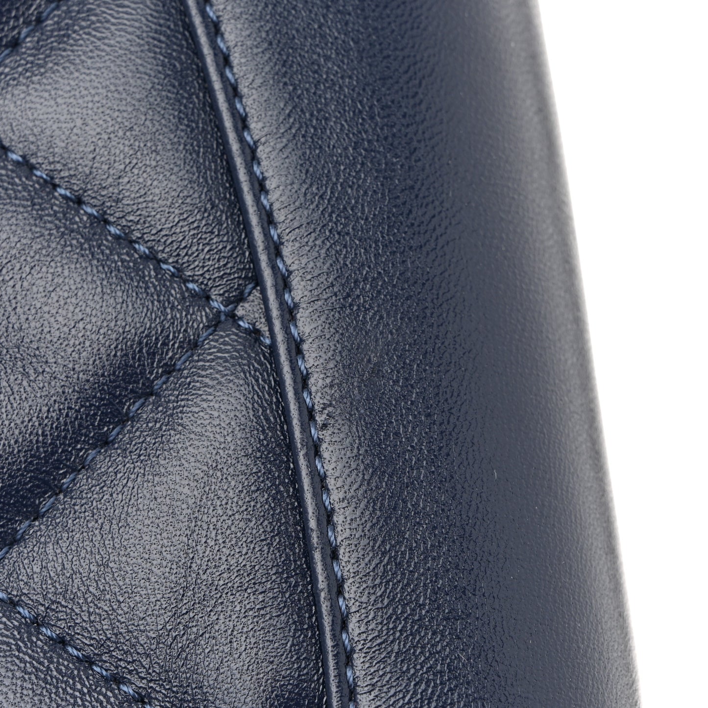 Shiny Lambskin Quilted Small 31 Shopping Bag Blue