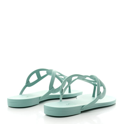 Hermes Rubber Womens Egerie Sandals 37 Vert Embrun 4 of 9