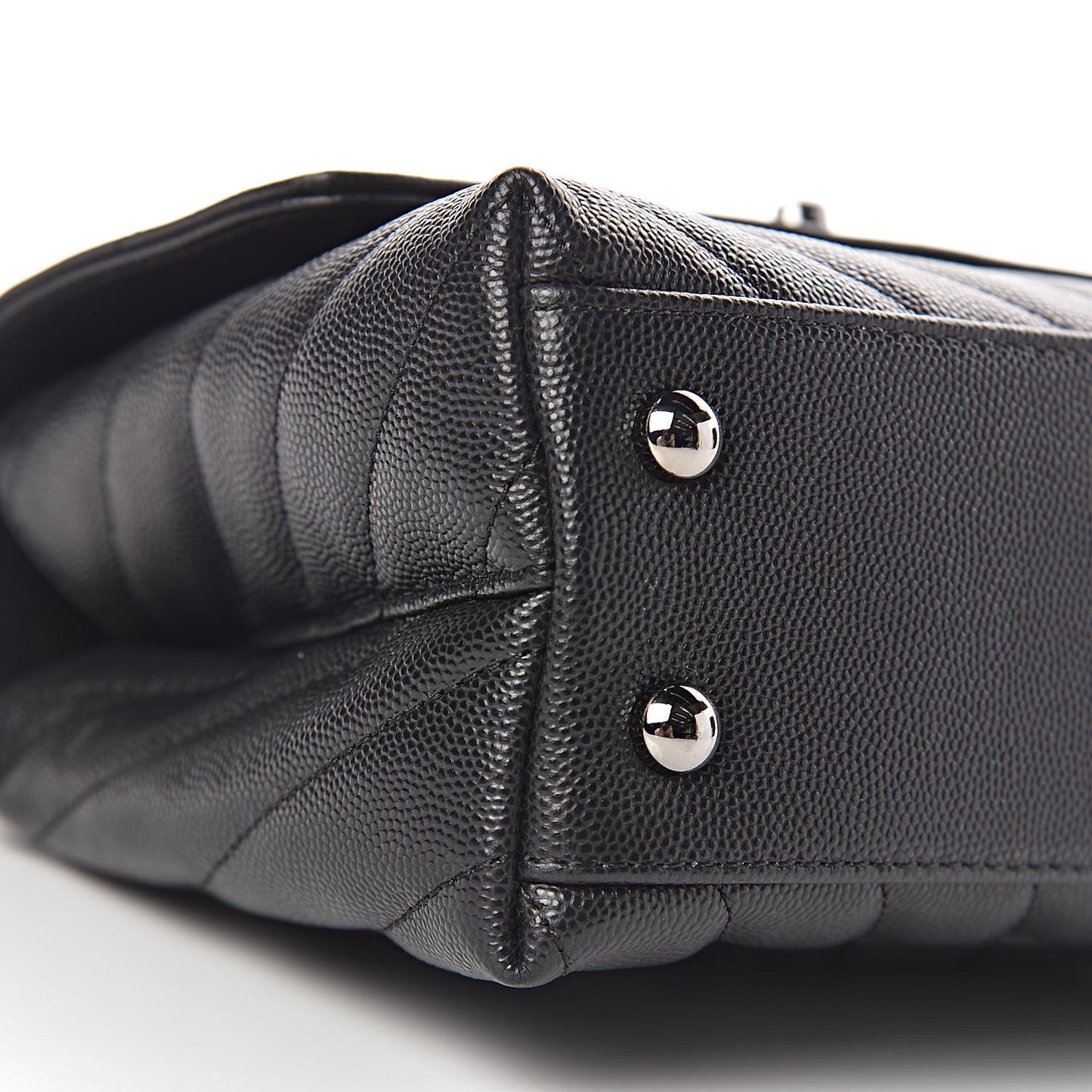 Caviar Chevron Quilted Mini Coco Handle Flap Black