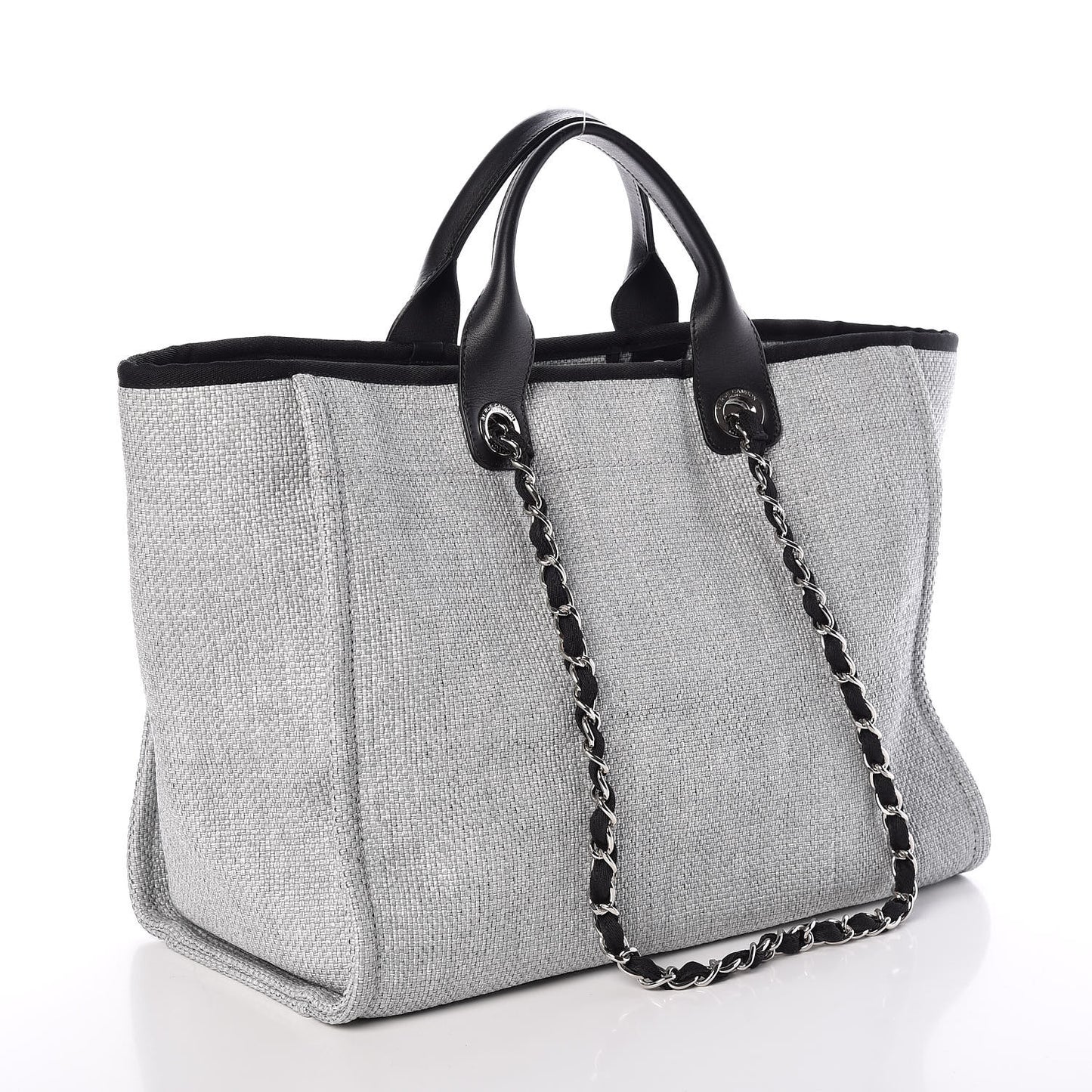 Woven Straw Raffia Large Deauville Tote Grey