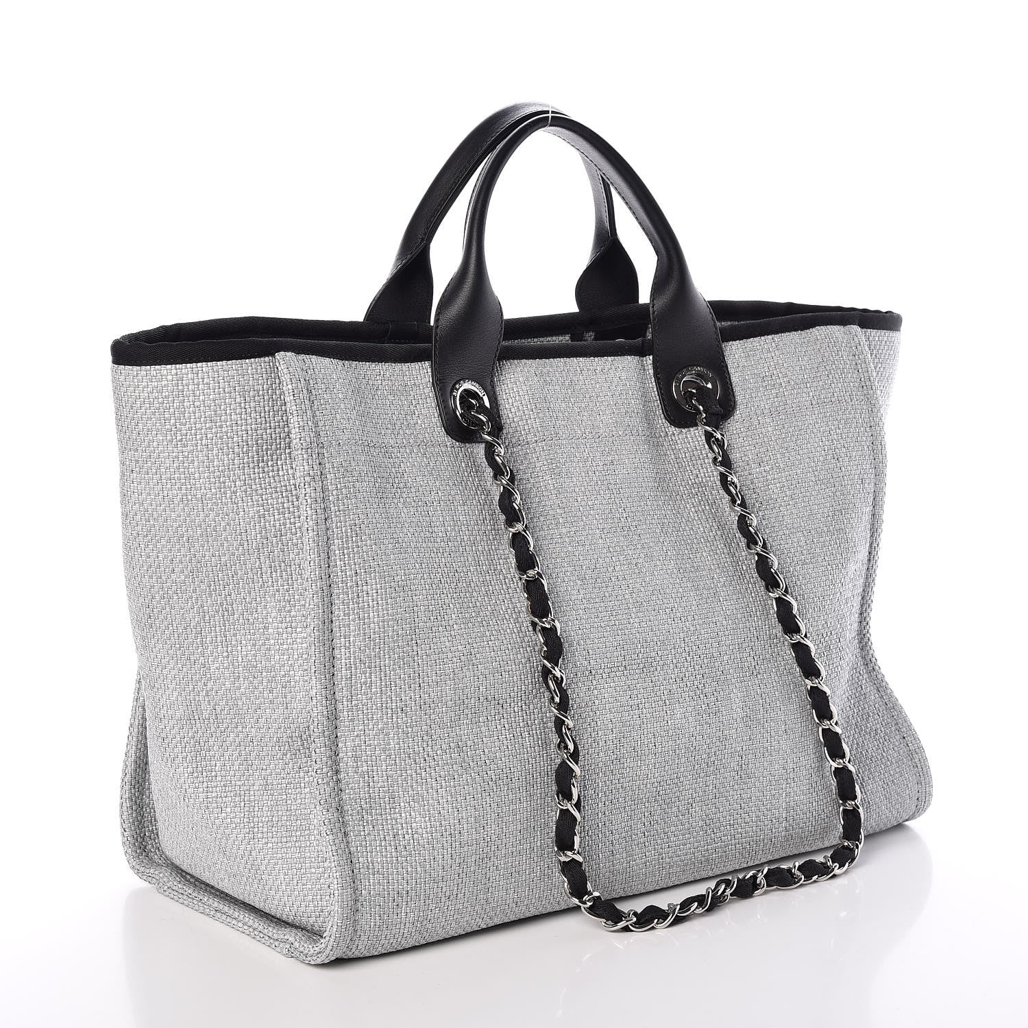 Chanel Woven Straw Raffia Large Deauville Tote Grey 3 of 9