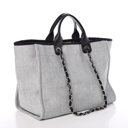 Chanel Woven Straw Raffia Large Deauville Tote Grey 3 of 9