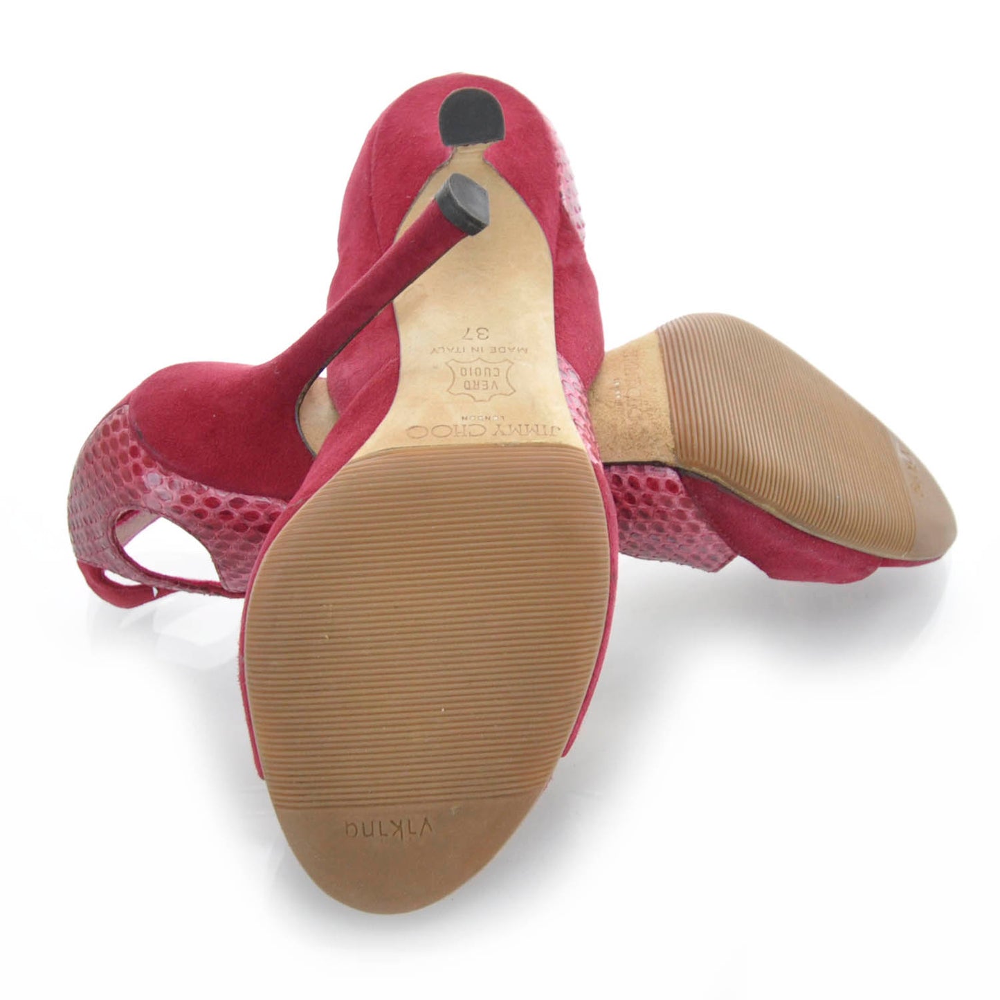 Suede Reptile Sandals 37 Red