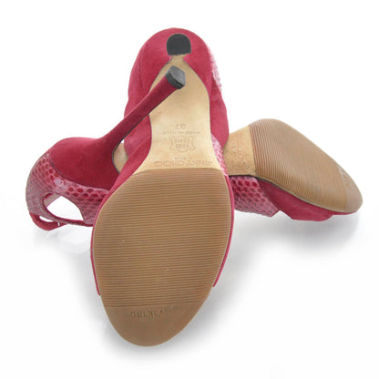 Jimmy Choo Suede Reptile Sandals 37 Red 3 of 7