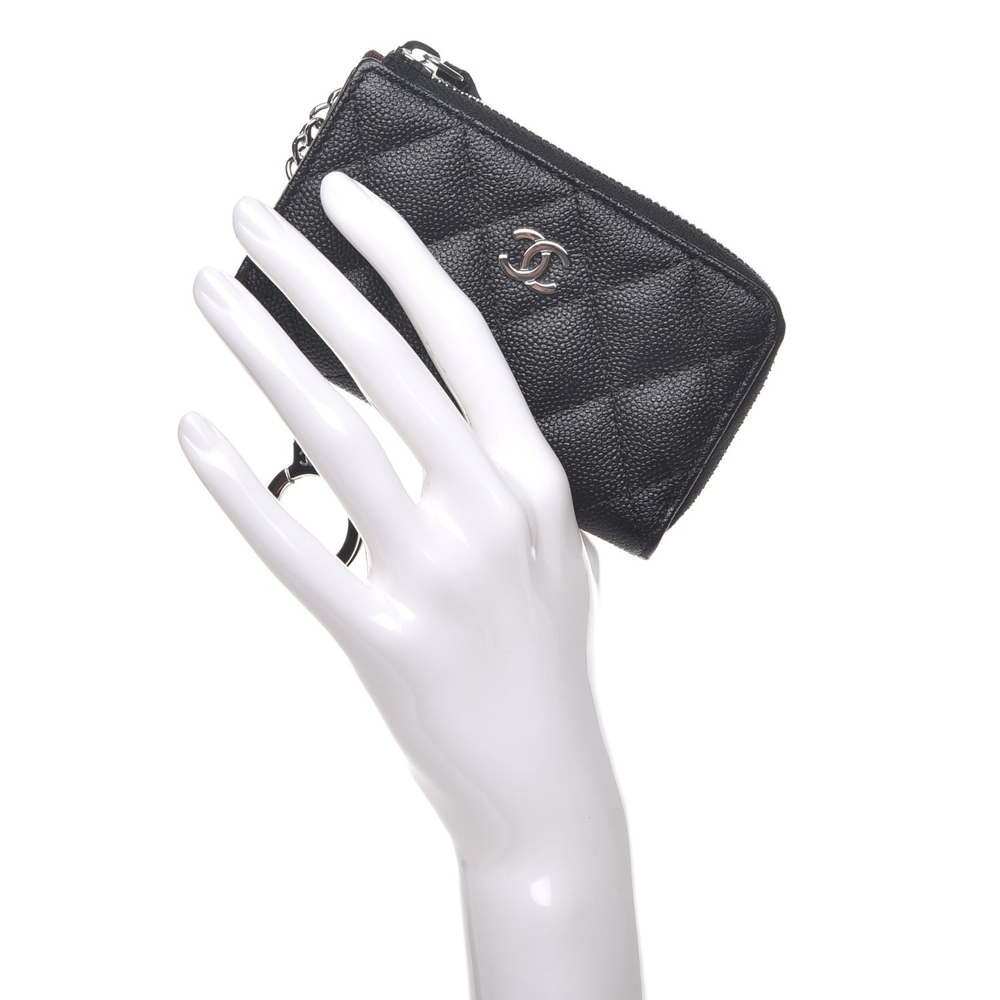 Caviar Quilted Key Holder Case Black