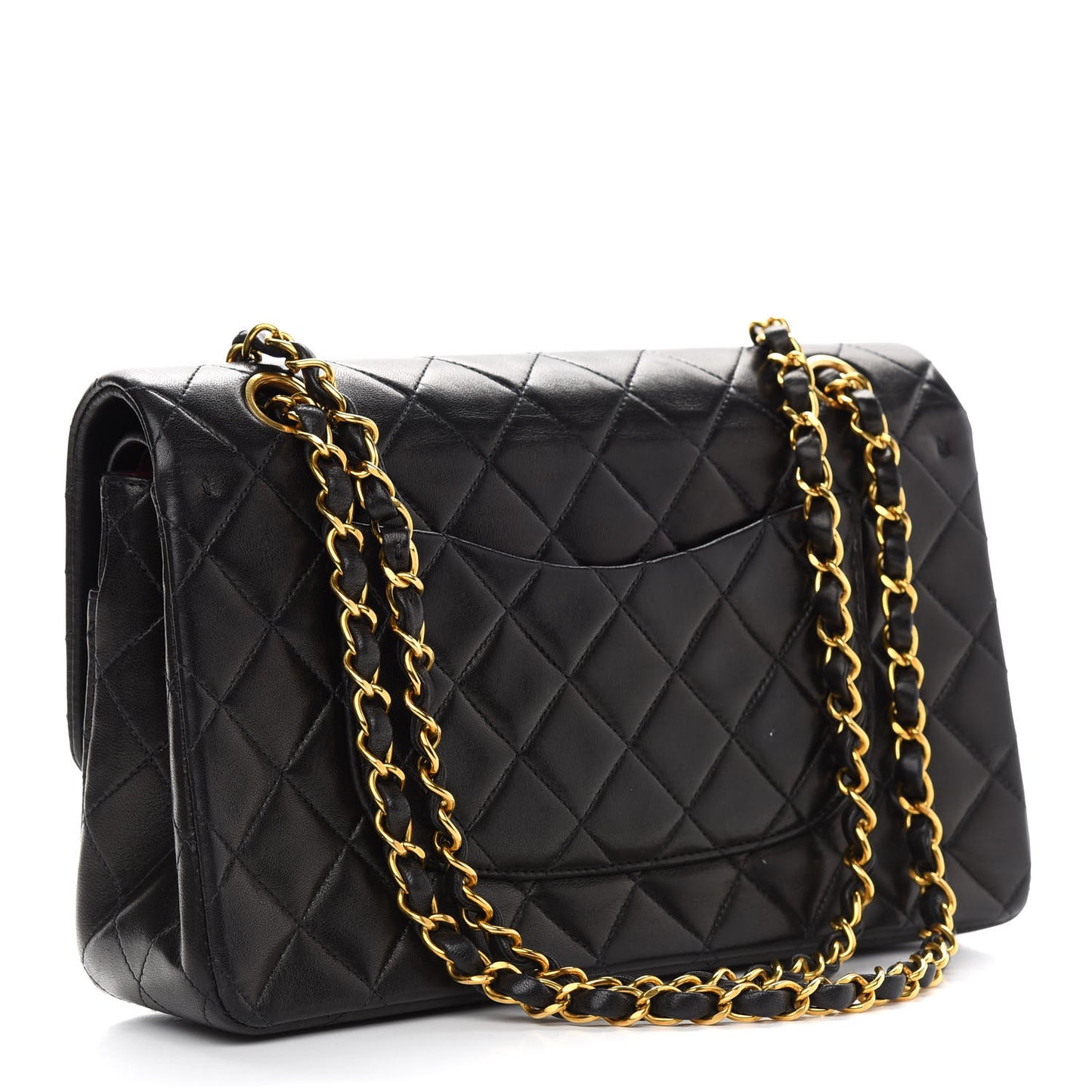 Lambskin Quilted Medium Double Flap Black