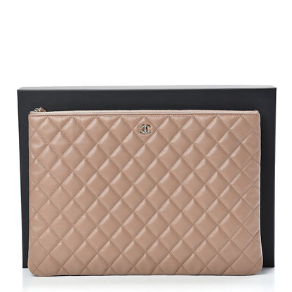 Chanel Lambskin Quilted Large Cosmetic Case Beige 7 of 7