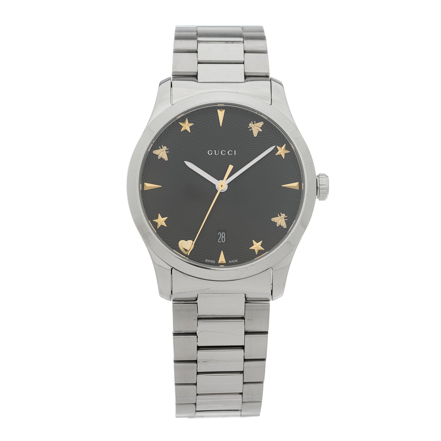 Gucci Stainless Steel 38mm G-Timeless Charm Quartz Watch Black 1 of 5