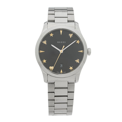 Gucci Stainless Steel 38mm G-Timeless Charm Quartz Watch Black 1 of 5