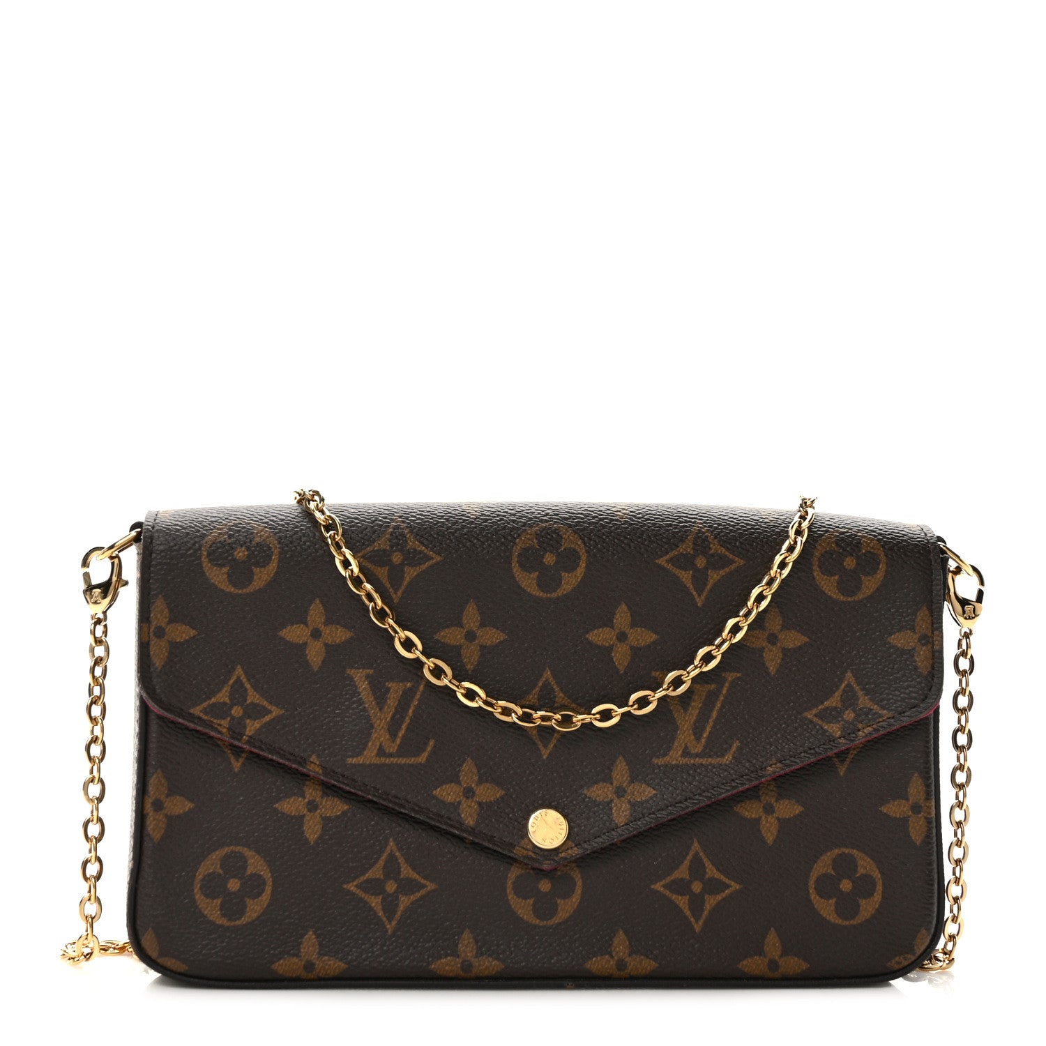 Louis Vuitton Monogram Pochette Felicie Chain Wallet Fuchsia 1 of 9