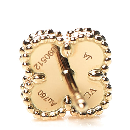 Van Cleef & Arpels 18K Yellow Gold Mother of Pearl Sweet Alhambra Earrings 4 of 6