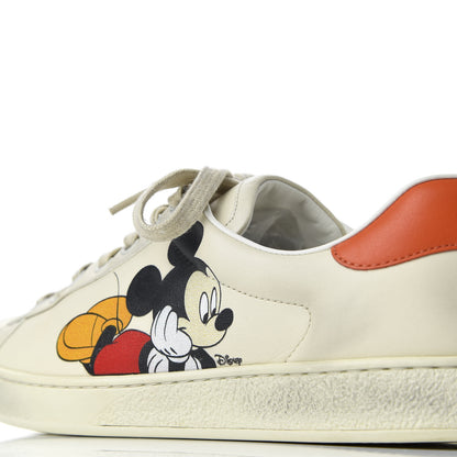 Gucci X DISNEY Miro Soft Calfskin Mickey Mouse Print Mens Ace Sneakers 8 Ivory Deep Orange 11 of 12