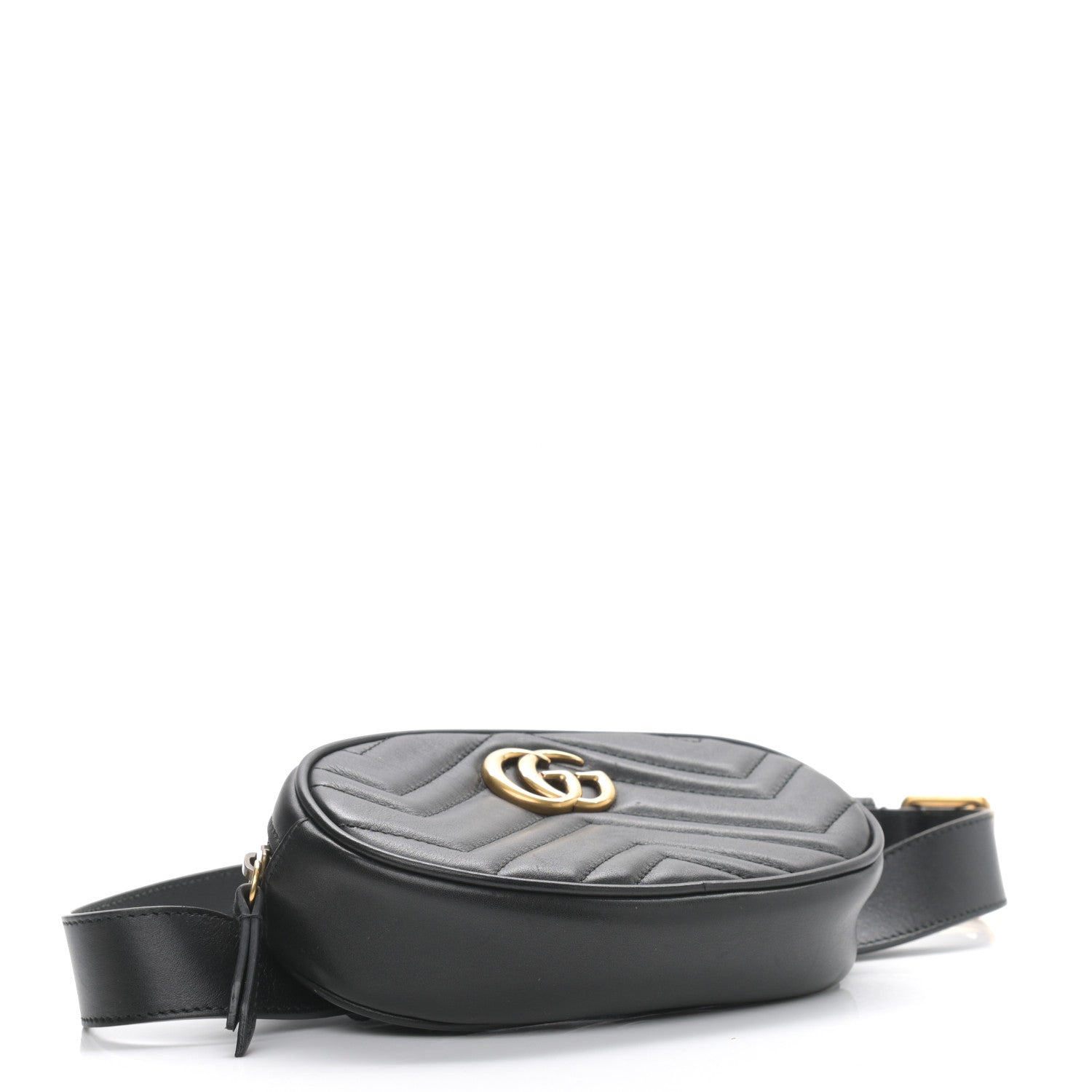 Gucci Calfskin Matelasse GG Marmont Belt Bag 85 34 Black 4 of 10