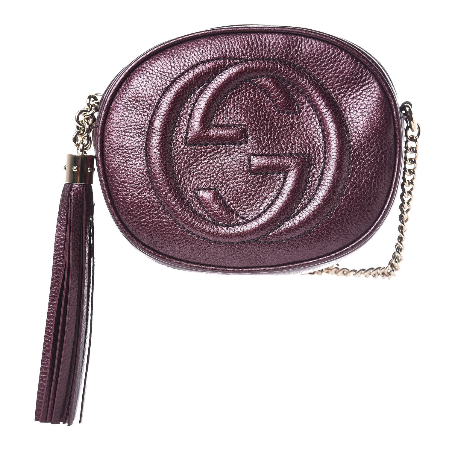 Gucci Metallic Cellarius Calfskin Mini Soho Chain Bag Classic Burgundy 1 of 11