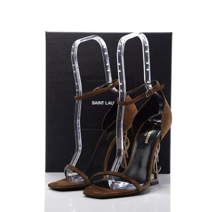 Saint Laurent Suede Calfskin Opyum 110 Sandals 40 Cachemere Gold 9 of 9