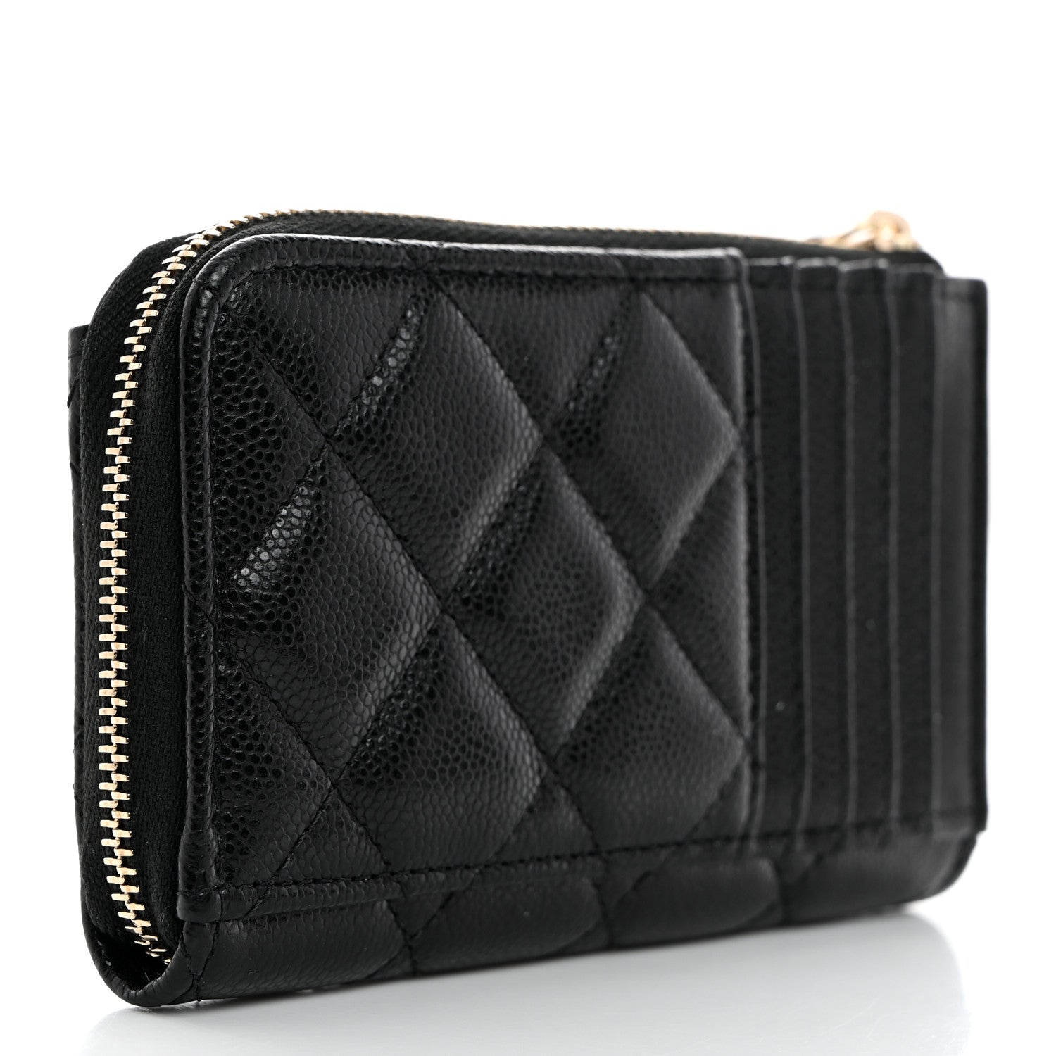 Chanel Caviar Quilted CC Zip Around Card Holder Black 3 of 8