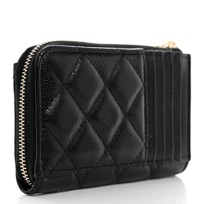 Chanel Caviar Quilted CC Zip Around Card Holder Black 3 of 8