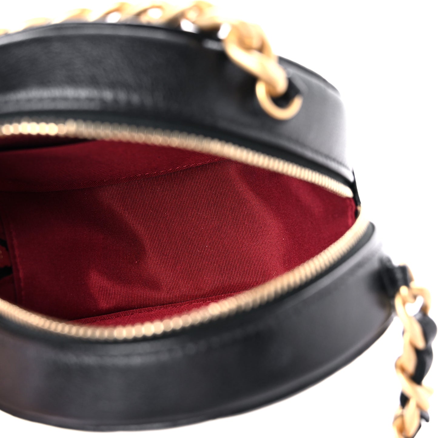 Lambskin Quilted Chanel 19 Round Clutch With Chain Black