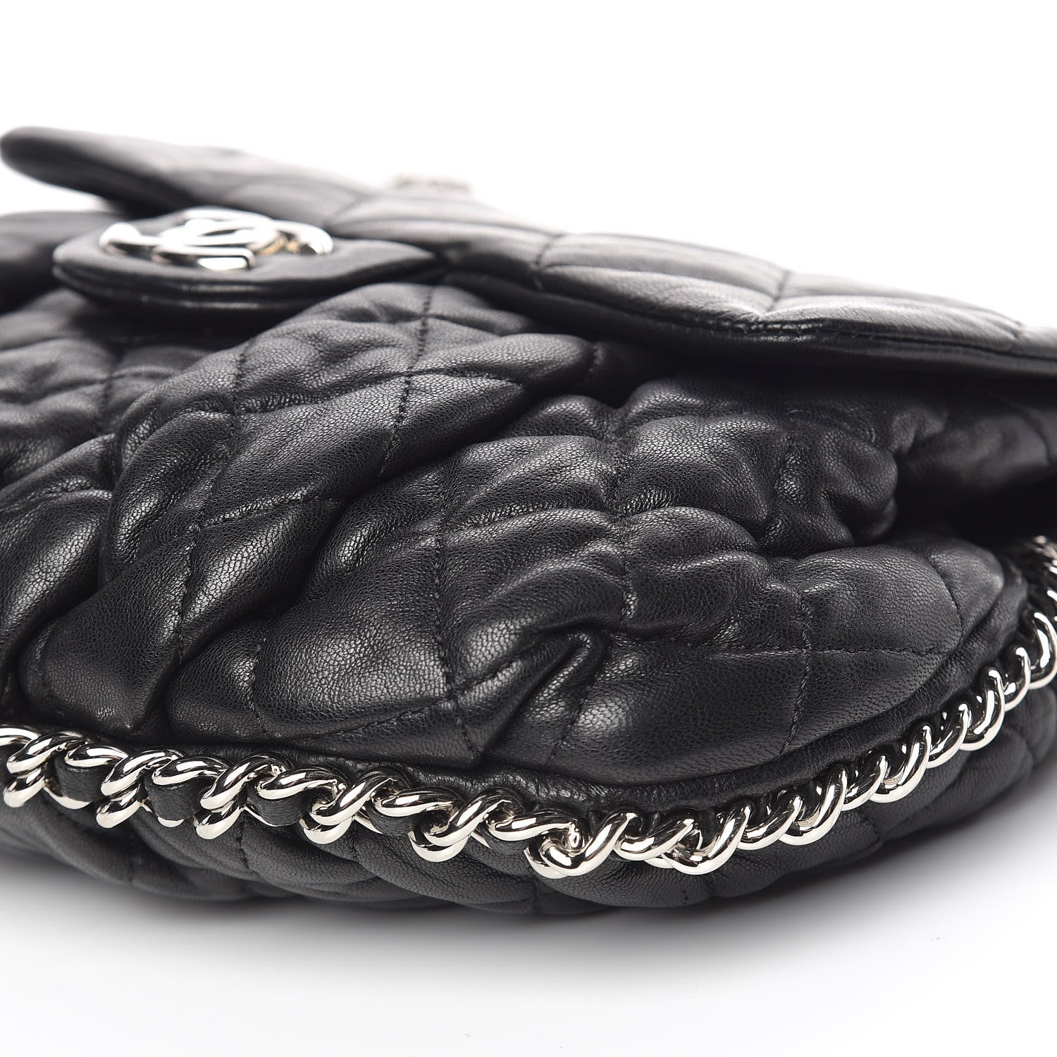 Chanel Washed Lambskin Quilted Medium Chain Around Messenger Black 10 of 11