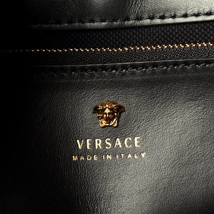 Versace Vitello Tartan Medium Baroque Palazzo Empire Bag Black Rosso 7 of 10