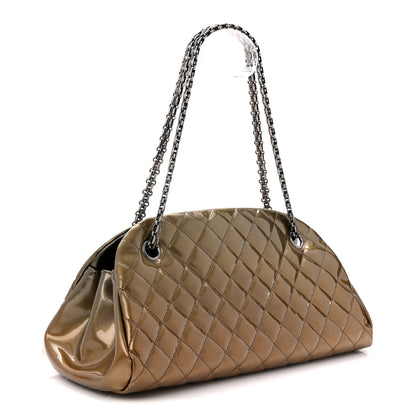 Chanel Metallic Patent Quilted Medium Just Mademoiselle Bowling Bag  Gold Degrade 3 of 10