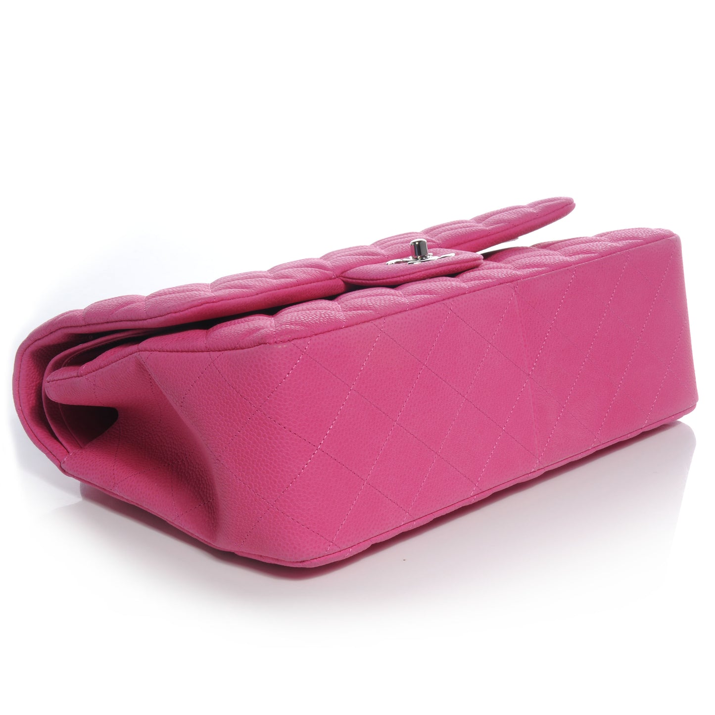 Iridescent Caviar Jumbo Double Flap Hot Pink