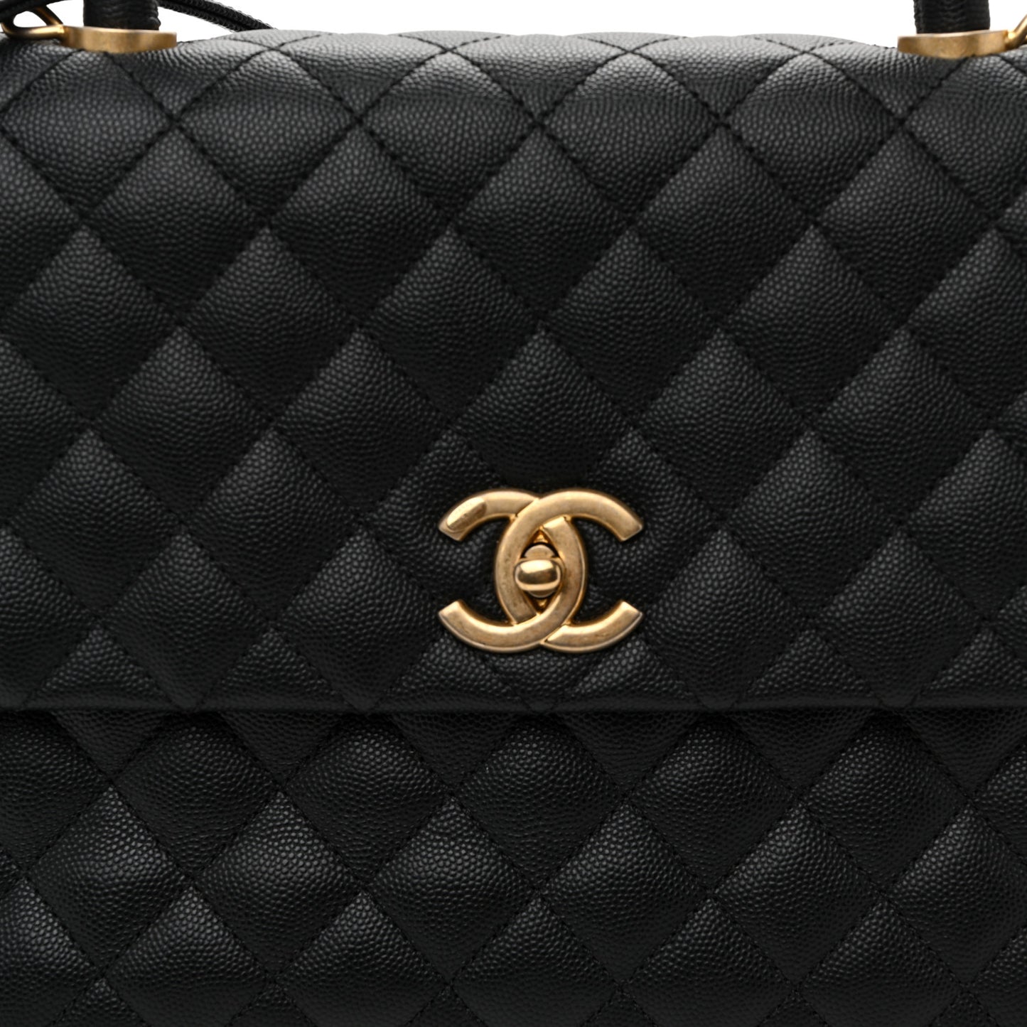 Caviar Quilted Medium Coco Handle Flap Black
