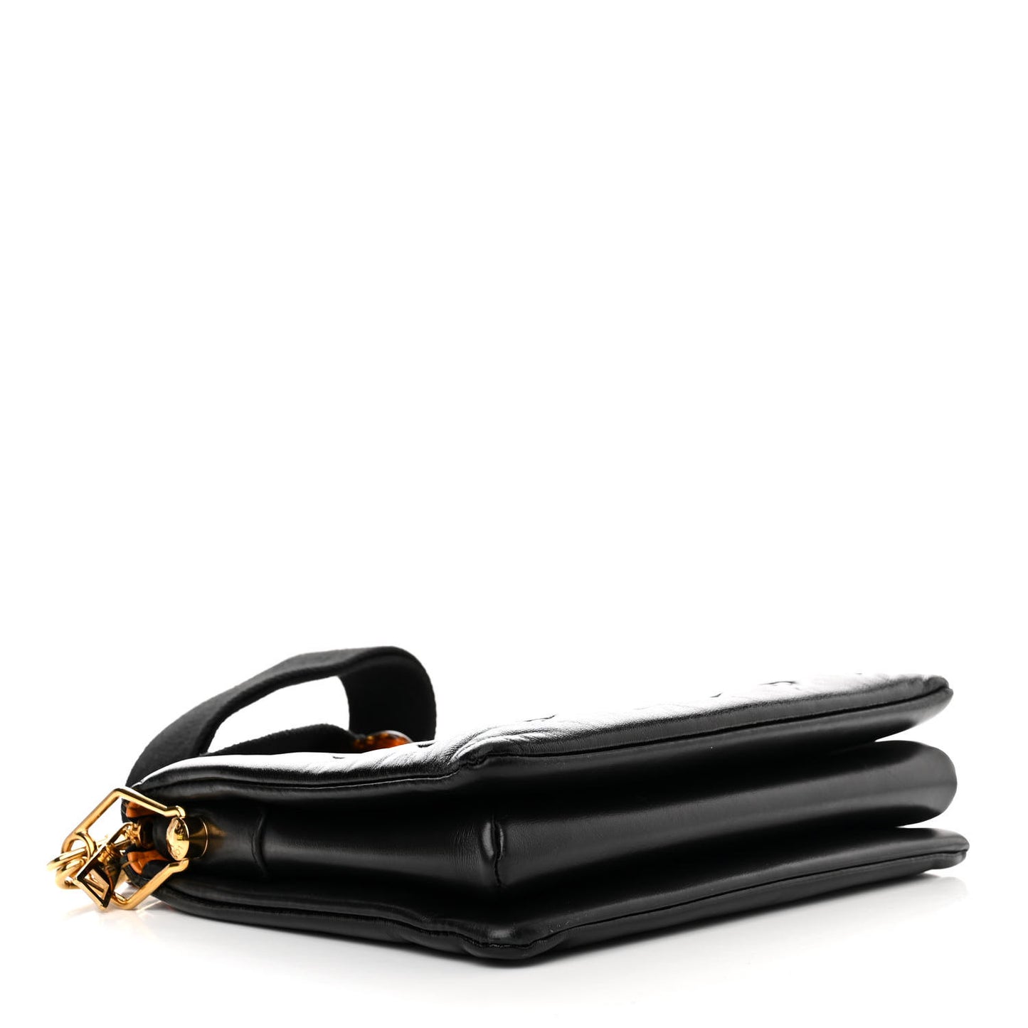 Glazed Lambskin Embossed Monogram Coussin PM Black