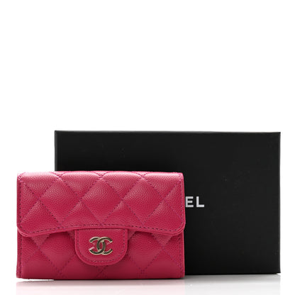 Chanel Caviar Quilted Flap Card Holder Wallet Fuchsia 9 of 9