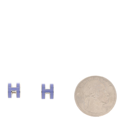Hermes Palladium Lacquered Mini Pop H Earrings Lilac 2 of 5