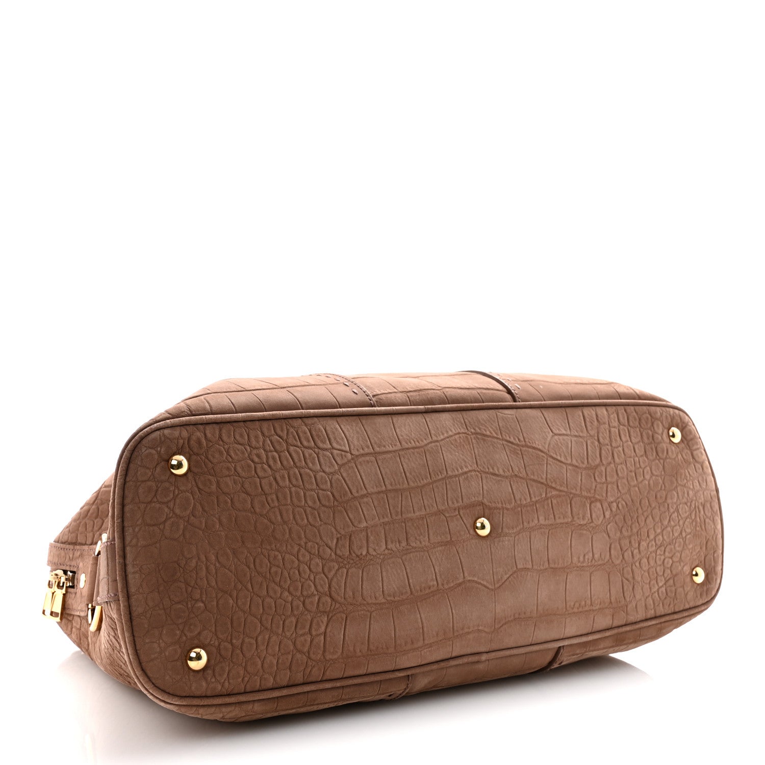 Saint Laurent Nubuck Croc Embossed Oversized Muse Beige 4 of 14