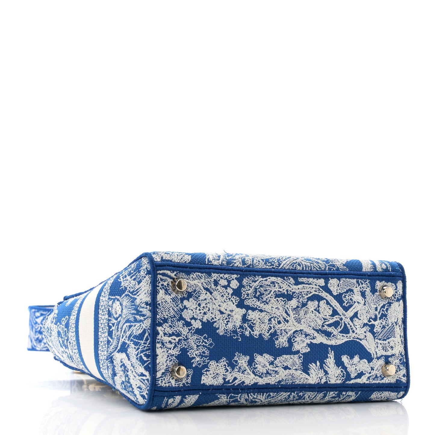Canvas Toile De Jouy Reverse Embroidered Medium Lady D-Lite Fluorescent Blue